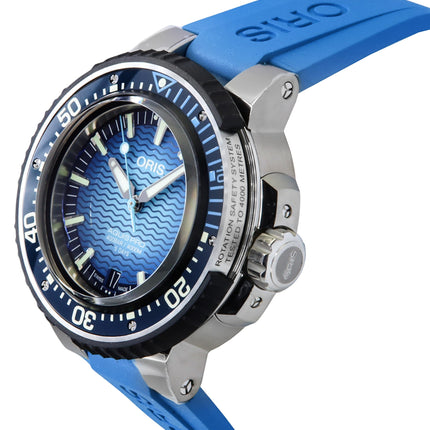 Oris Aquis Pro gummirem Blue Dial Automatic Diver&#39;s 01-400-7777-7155-Set 4000M herrklocka