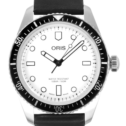 Oris Social Club Singapore Läderrem Vit Urtavla Automatisk 01-733-7707-4051-OSC-SGP-Set 100M herrklocka