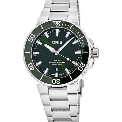 Oris Aquis rostfritt stål grön urtavla Automatisk dykare 01 733 7766 4157-07 8 22 05PEB 300M herrklocka