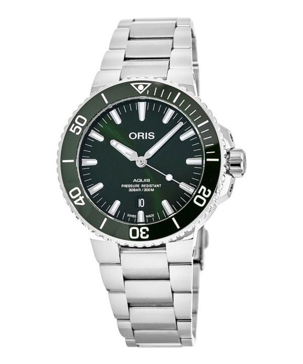Oris Aquis rostfritt stål grön urtavla Automatisk dykare 01 733 7766 4157-07 8 22 05PEB 300M herrklocka