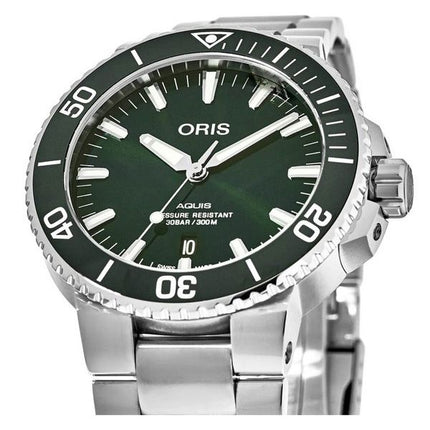 Oris Aquis rostfritt stål grön urtavla Automatisk dykare 01 733 7766 4157-07 8 22 05PEB 300M herrklocka