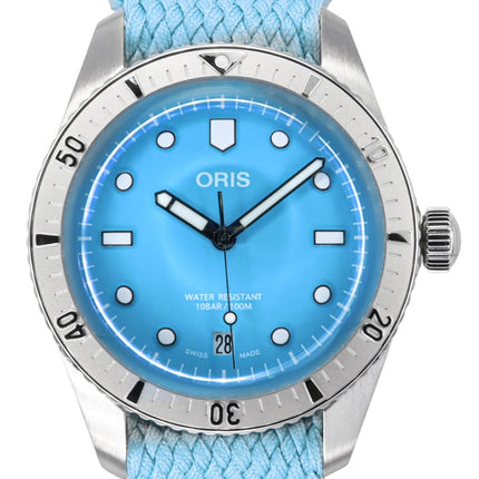 Oris Divers Sixty-Five Sockervadd Textilband Blå Urtavla Automatisk 01-733-7771-4055-07-3-19-02S 100M unisexklocka