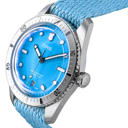Oris Divers Sixty-Five Sockervadd Textilband Blå Urtavla Automatisk 01-733-7771-4055-07-3-19-02S 100M unisexklocka
