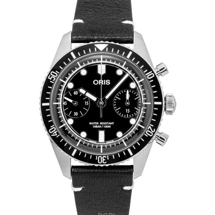 Oris Divers Sixty-Five Chronograph Läderarmband Svart Urtavla Automatisk 01-771-7791-4054-07-6-20-01 100M Herrklocka
