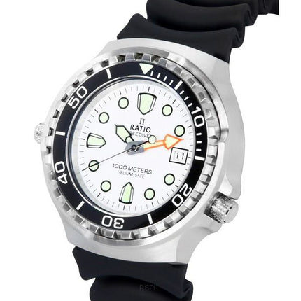 Ratio FreeDiver Helium Safe Sapphire Quartz White Dial 1038EF102V-WHT 1000M herrklocka