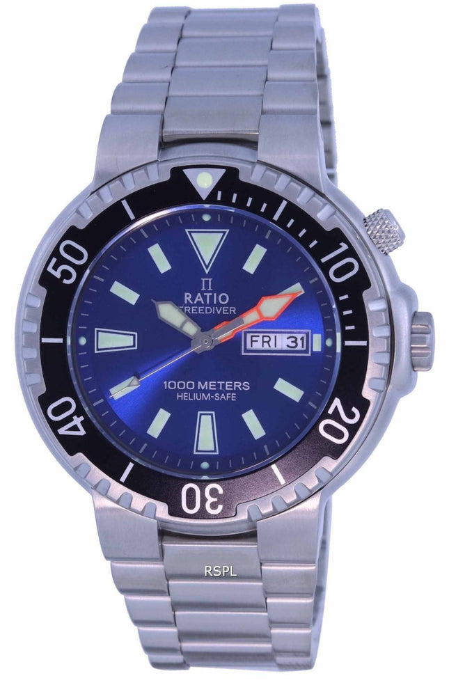 Ratio FreeDiver Blue Dial Stainless Steel Quartz 1050HA93-12V-BLU 1000M herrklocka