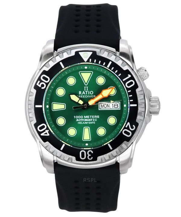 Ratio FreeDiver Version 02 Helium Safe 1000M Sapphire Automatic Green Dial 1068HA90-34VA-GRN-V02 Herrklocka