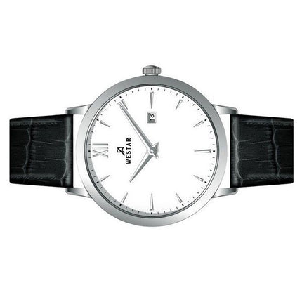Westar profilläderrem vit urtavla Quartz 50214STN101 herrklocka