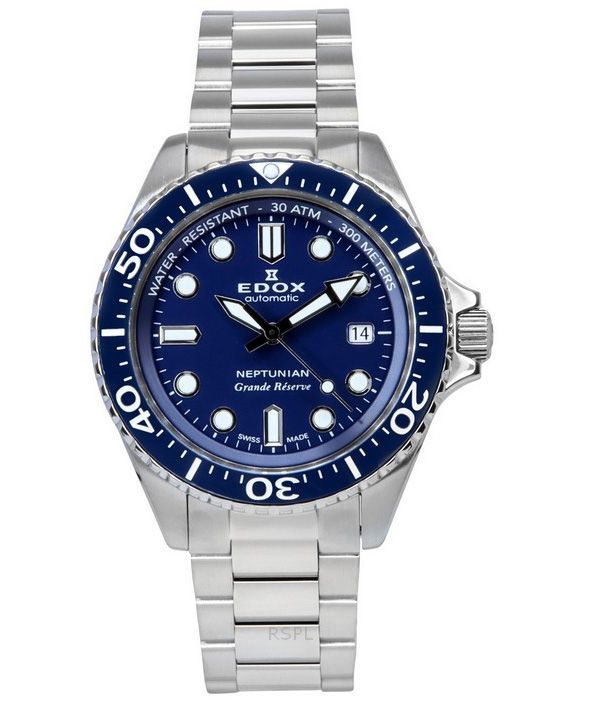 Edox Neptunian Grande Reserve Blue Dial Automatic Diver&#39,s 80801 3BUM BUIN 300M herrklocka