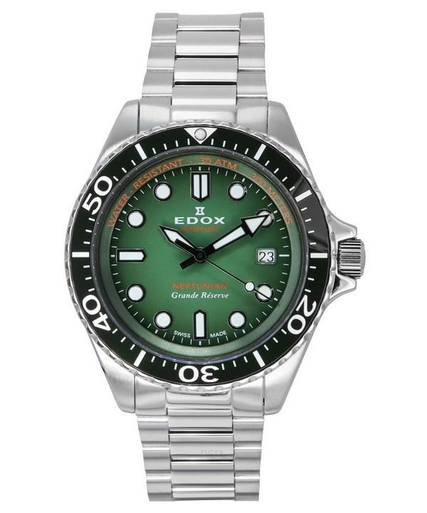 Edox Neptunian Grande Reserve Date Green Dial Automatic Diver's 80801 3VM VDN 300M herrklocka