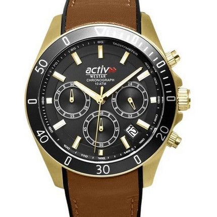 Westar Activ Chronograph Läderrem Svart Urtavla Quartz 90245GPN183 100M Herrklocka