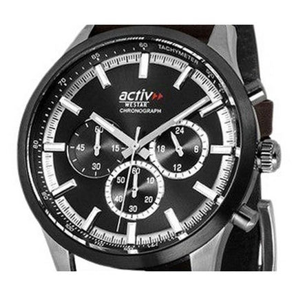 Westar Activ Chronograph Läderrem Svart Urtavla Quartz 90265SBN123 Herrklocka