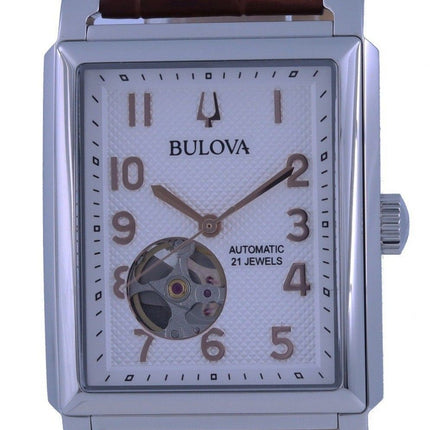 Bulova Sutton White Dial Läderrem Automatisk 96A268 Herrklocka