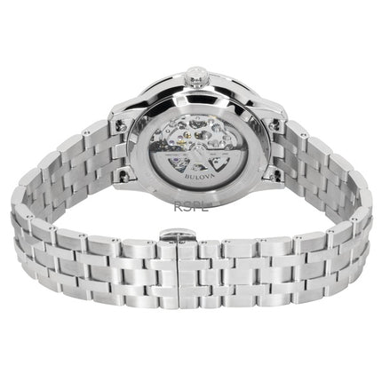 Bulova Sutton rostfritt stål grönt skelett automatisk 96A329 herrklocka