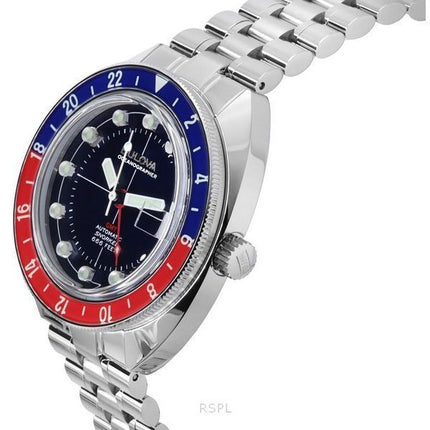 Bulova Oceanographer GMT rostfritt stål blå urtavla Automatisk dykare 96B405 200M herrklocka