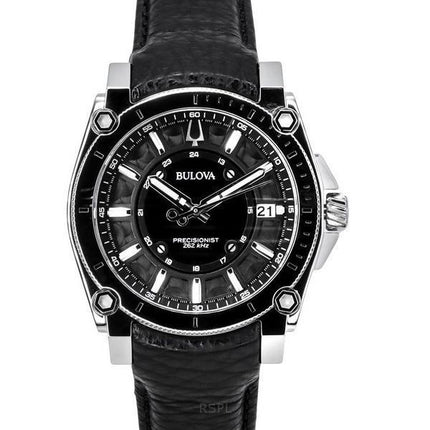 Bulova Icon Precisionist läderrem Grå Urtavla Quartz 96B416 100M herrklocka