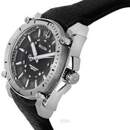 Bulova Icon Precisionist läderrem Grå Urtavla Quartz 96B416 100M herrklocka