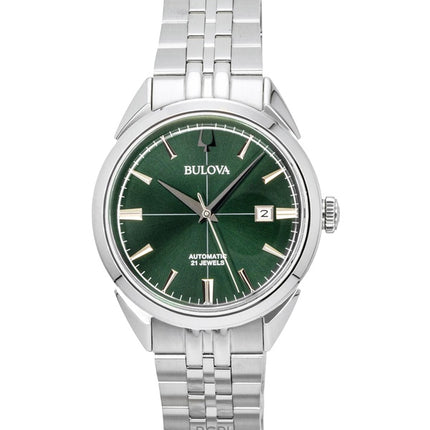 Bulova Sutton rostfritt stål grön urtavla automatisk 96B424 herrklocka