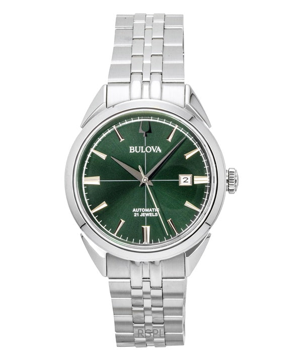 Bulova Sutton rostfritt stål grön urtavla automatisk 96B424 herrklocka