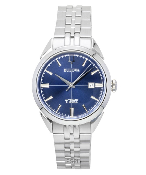 Bulova Sutton rostfritt stål blå urtavla automatisk 96B425 herrklocka