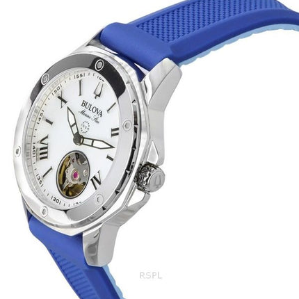 Bulova Marine Star Silikonrem Pärlemorskiva Automatisk 96L324 100M Damklocka