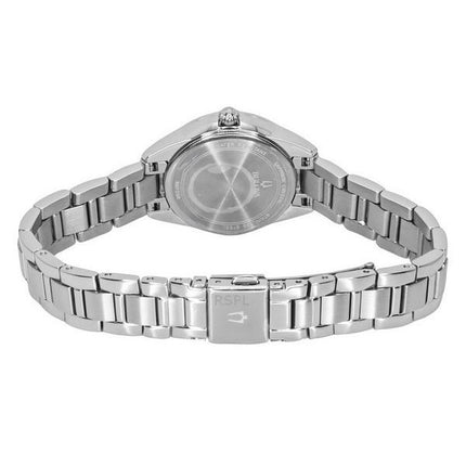 Bulova Sutton Diamond Accenter Rostfritt stål Ljusblå Urtavla Quartz 96P250 Damklocka