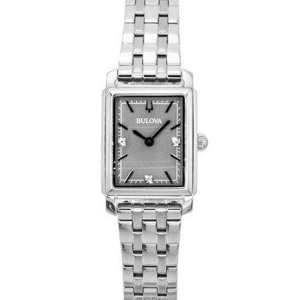 Bulova Sutton Diamond Accents rostfritt stål grå pärlemor urtavla kvarts 96P252 damklocka