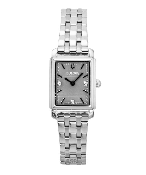 Bulova Sutton Diamond Accents rostfritt stål grå pärlemor urtavla kvarts 96P252 damklocka