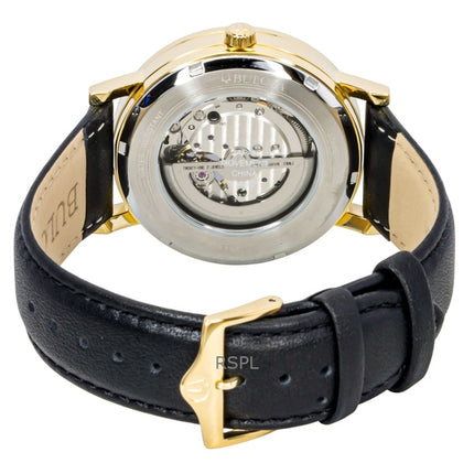 Bulova American Clipper läderrem öppet hjärta svart urtavla automatisk 97A154 herrklocka