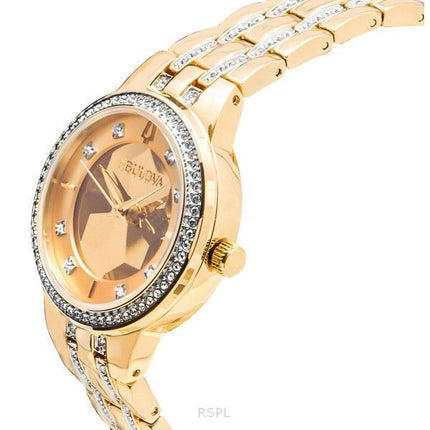 Bulova Classic Crystal Phantom Gold Tone Rostfritt stål Champagne Urtavla Quartz 97L176 Damklocka