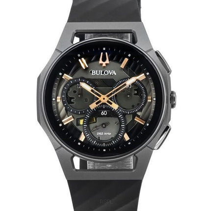 Bulova Curv Chronograph Gummirem Grå Urtavla Quartz 98A162 Herrklocka
