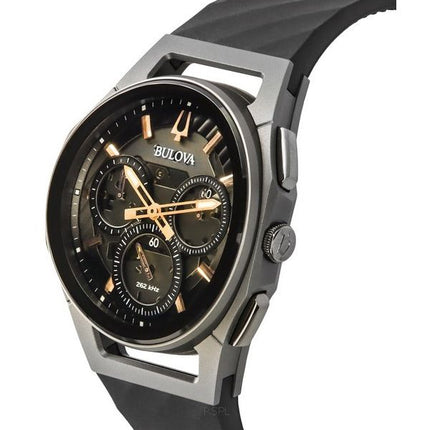 Bulova Curv Chronograph Gummirem Grå Urtavla Quartz 98A162 Herrklocka