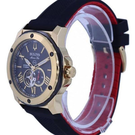 Bulova Marine Star Open Heart Black Dial Automatic Diver's 98A272 200M herrklocka