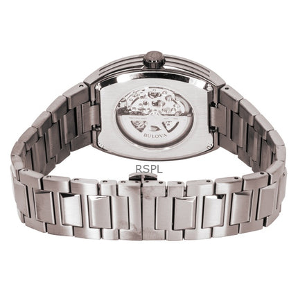 Bulova Maquina rostfritt stål grön skeletturtavla automatisk 98A321 herrklocka