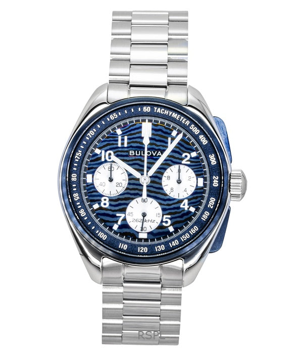 Bulova Lunar Pilot Timascus Chronograph 150th Anniversary Limited Edition Blå Urtavla Quartz 98A329 Herrklocka