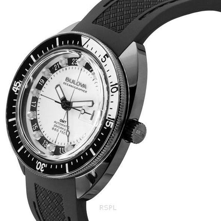 Bulova Oceanographer GMT PU-rem Full Lume White Dial Automatisk Devil Diver&#39,s 98B407 200M herrklocka