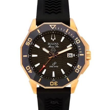 Bulova Marine Star Svart Silikonrem Brun Urtavla Precisionist Quartz Diver's 200M 98B421 Herrklocka