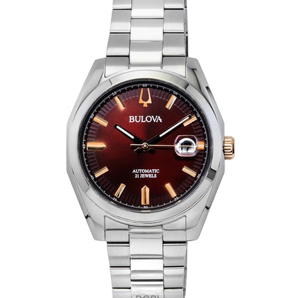 Bulova Surveyor Rostfritt stål Burgundy Urtavla Automatisk 98B422 Herrklocka