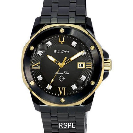 Bulova Marine Star Diamond Accenter Black Dial Quartz 98D176 100M herrklocka