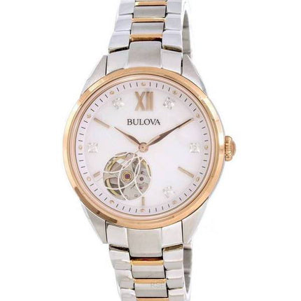 Bulova Classic White Open Heart Urtavla Automatisk 98P170 Damklocka