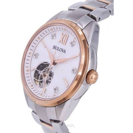 Bulova Classic White Open Heart Urtavla Automatisk 98P170 Damklocka