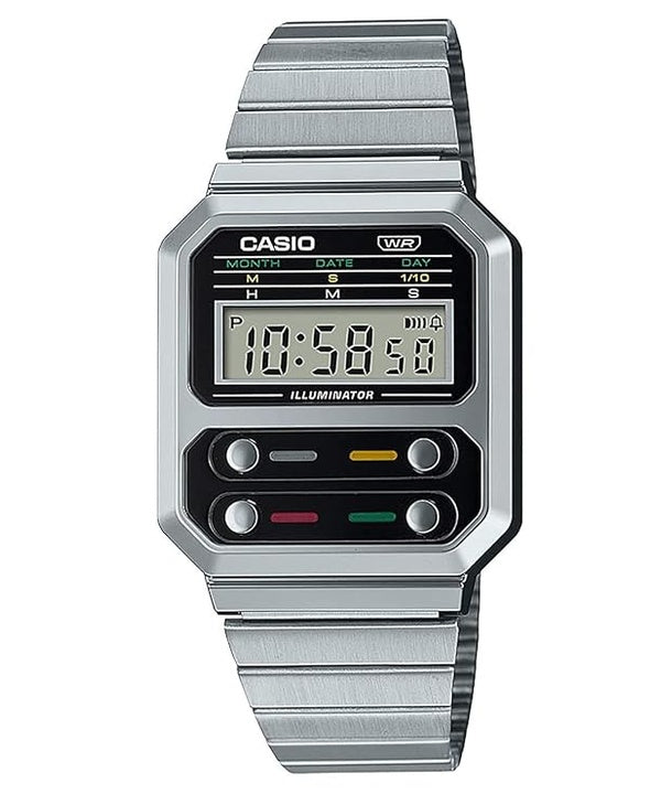 Casio Vintage digitalt rostfritt stål A100WE-1A A100WE-1 herrklocka