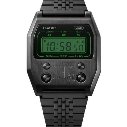 Casio Vintage Digital svart jonpläterad kvarts i rostfritt stål A1100B-1 unisexklocka