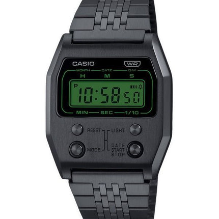 Casio Vintage Digital svart jonpläterad kvarts i rostfritt stål A1100B-1 unisexklocka