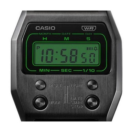 Casio Vintage Digital svart jonpläterad kvarts i rostfritt stål A1100B-1 unisexklocka