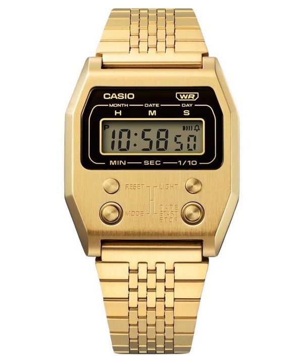 Casio Vintage Digital guldjonpläterad rostfritt stål Quartz A1100G-5 unisexklocka
