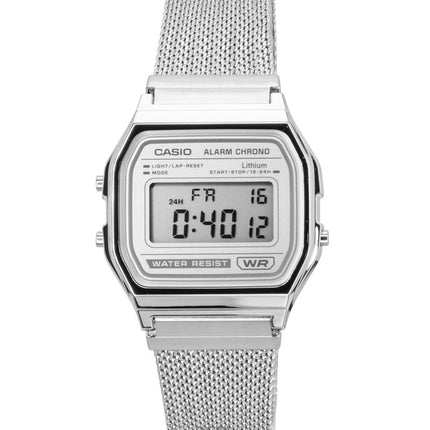 Casio Vintage Digital Rostfritt Stål Mesh Armband Quartz A158WEM-7 Unisexklocka