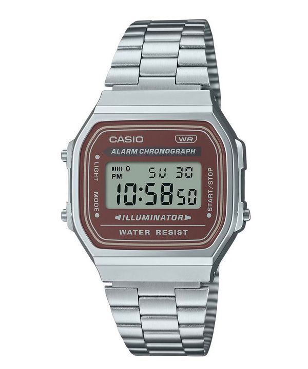 Casio Vintage digitalt armband i rostfritt stål Quartz A168WA-5A herrklocka