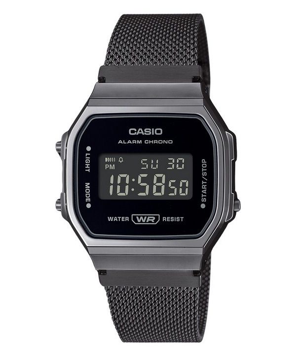 Casio Vintage Digital Rostfritt stål Mesh Armband Quartz A168WEMB-1B unisexklocka
