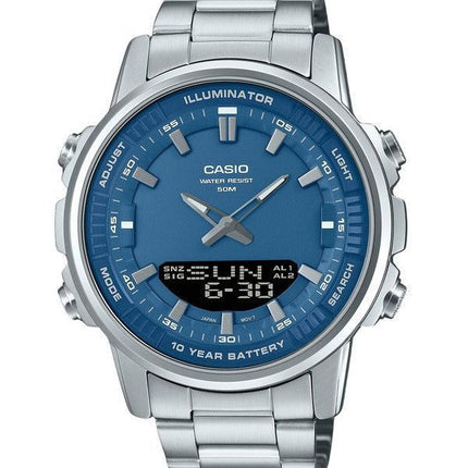 Casio analog digital kombination rostfritt stål blå urtavla Quartz AMW-880D-2A1V herrklocka